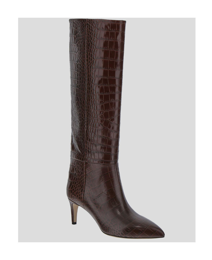 Paris Texas Crocodile-embossed 70mm Knee Boots In Brown