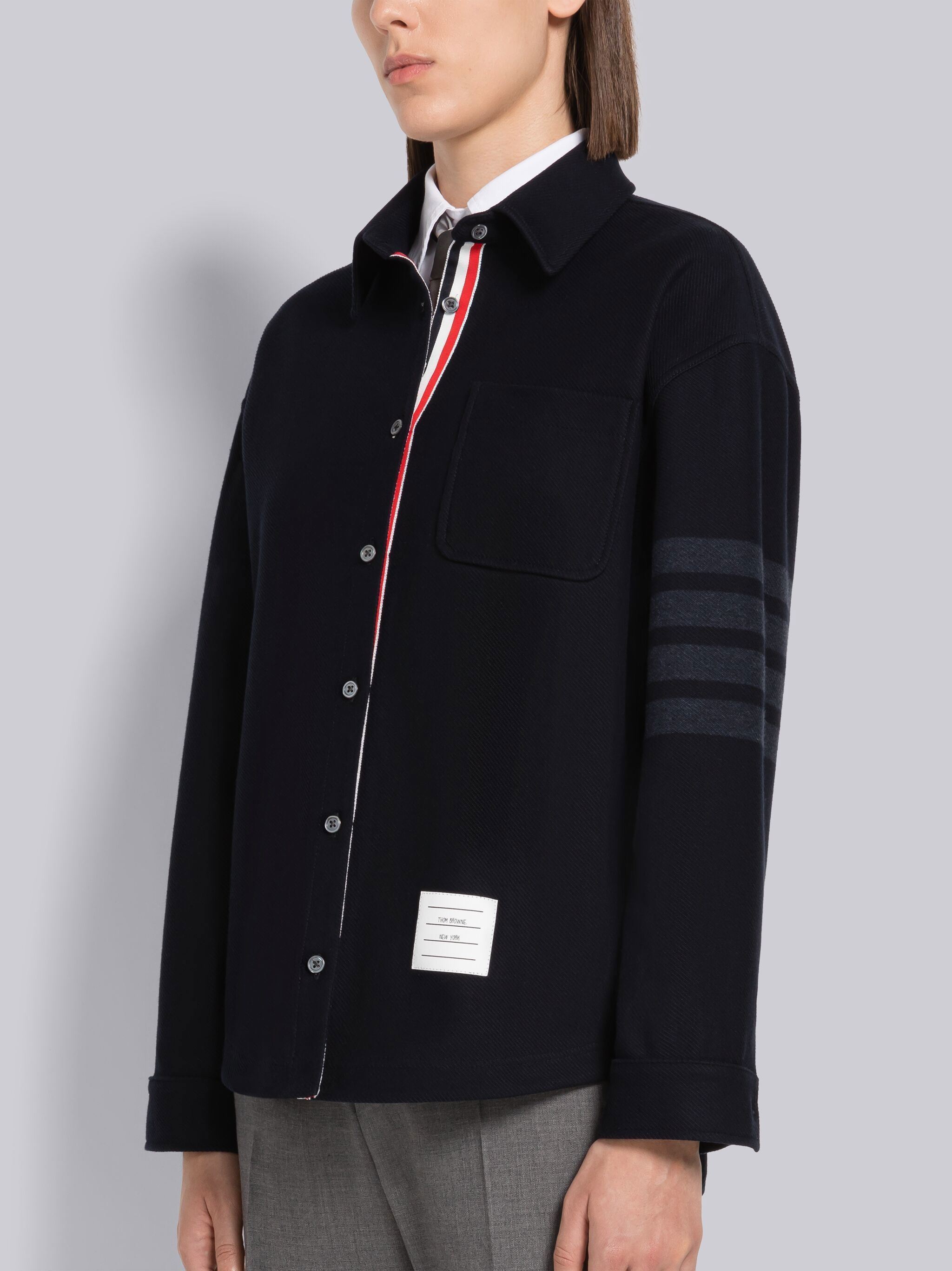 Thom Browne Two-tone 4-bar Mini Dress In Black