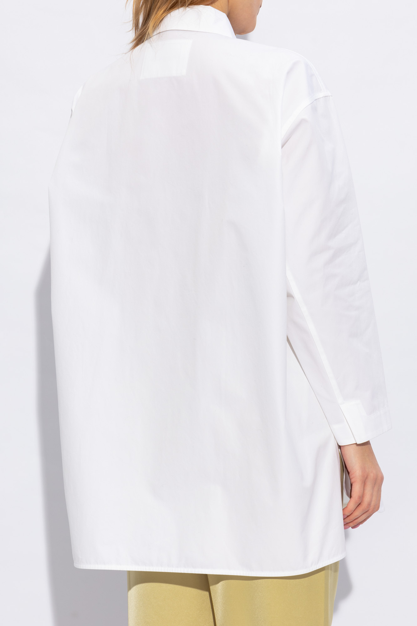 Shop Jil Sander Split-cuffs Poplin Cotton Shirt In White