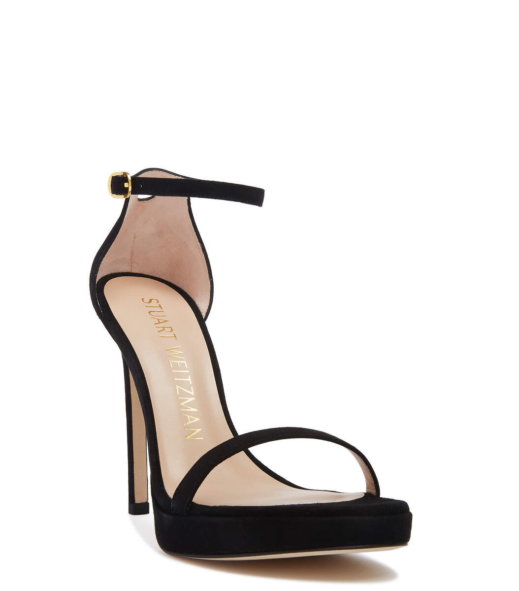 Stuart Weitzman One-word Loop Sandals With High Heels In Black