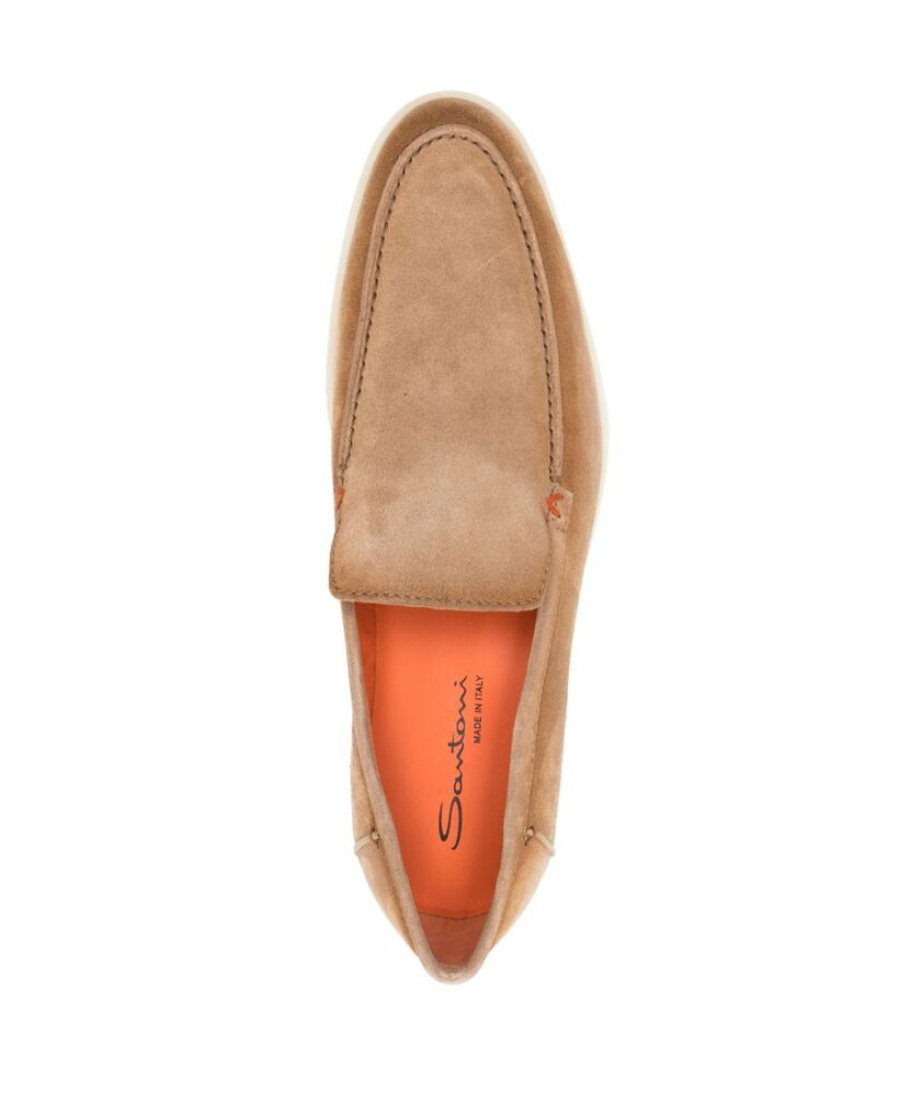 Santoni Slip-on Shoes With Round Toe And Rubber Sole In Nude