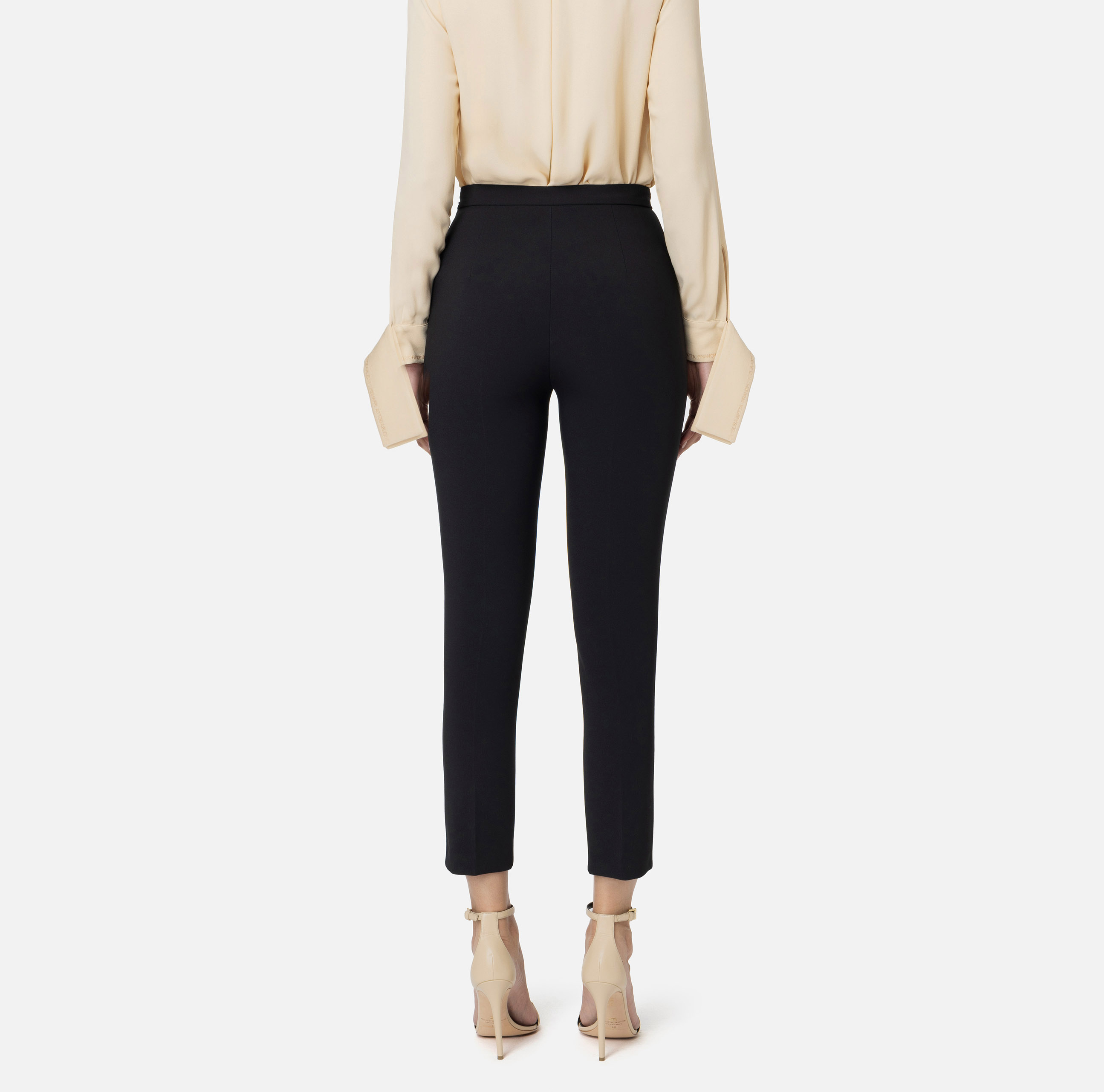 Elisabetta Franchi Crepe Tapered Trousers In Black
