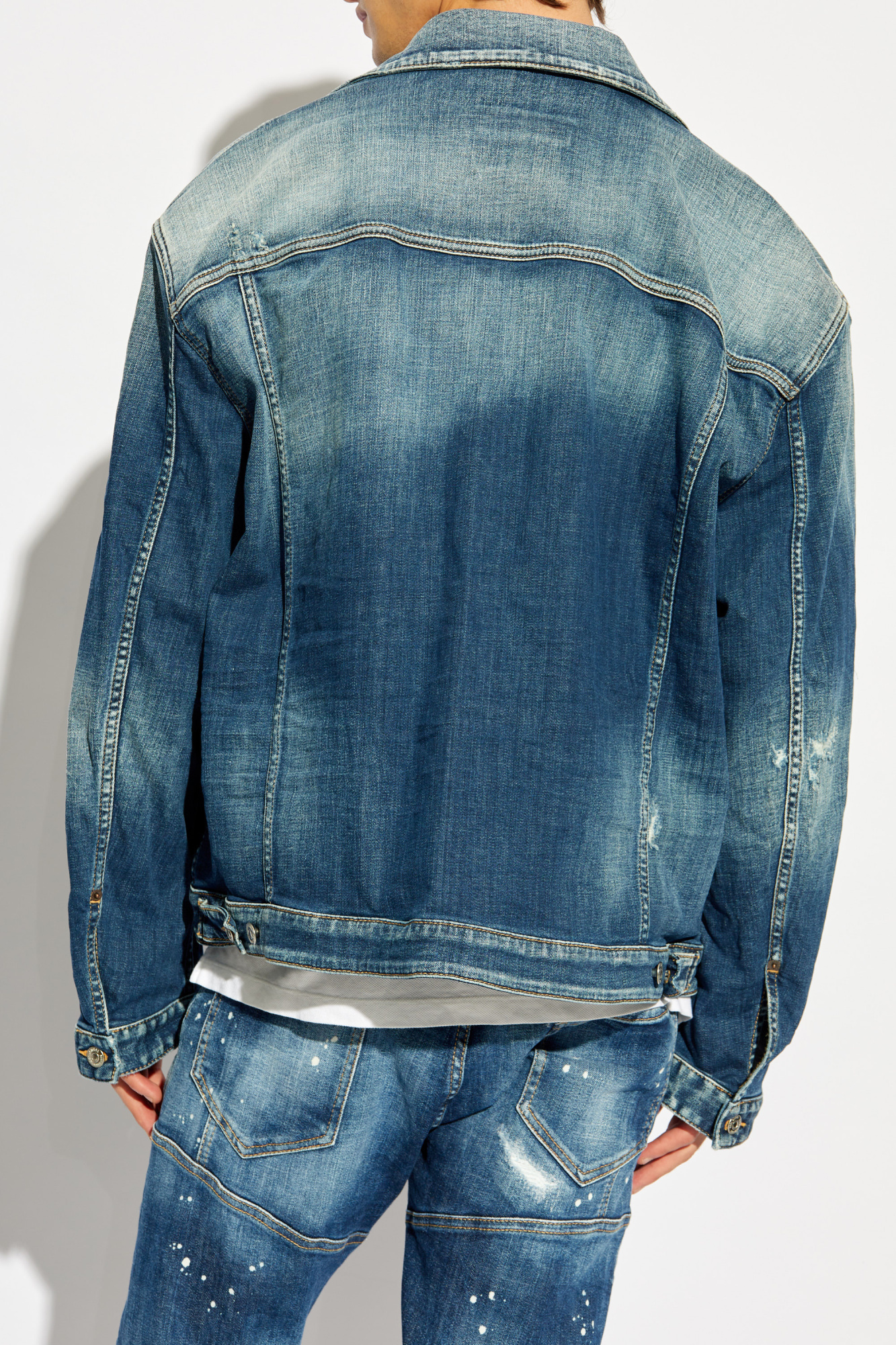Dsquared2 Distressed Denim Jacket In Blue