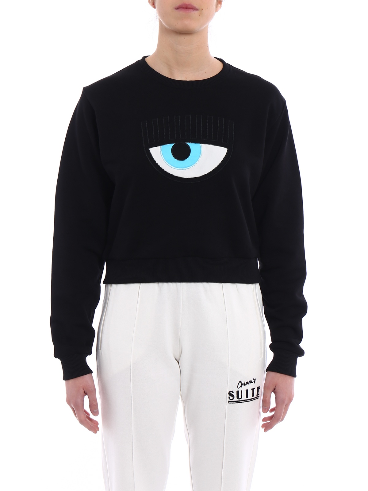 CHIARA FERRAGNI ROUND-COLLAR LONG-SLEEVE HOODIE