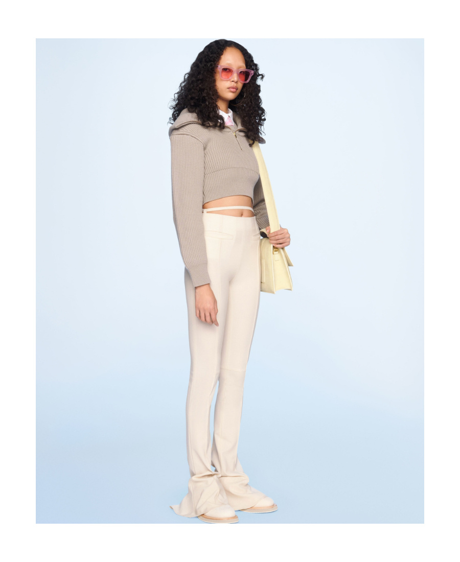 Jacquemus High-waisted Flared Trousers In Nude