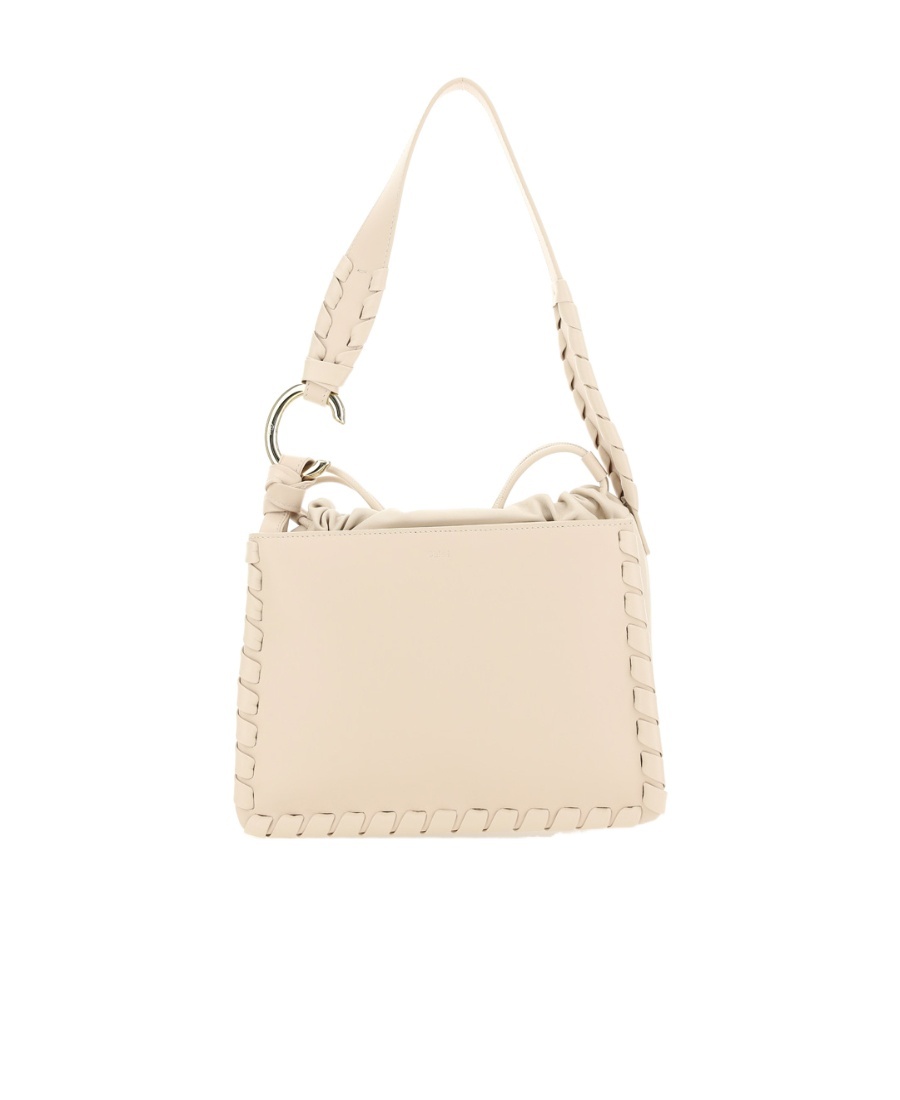 Chloé Leather Shoulder Bag With Front And Back Pockets In Nude