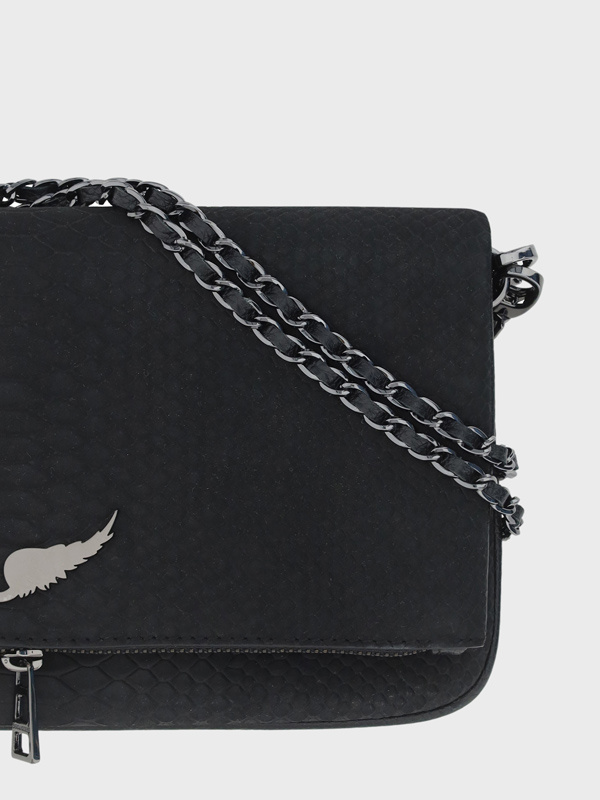 Shop Zadig & Voltaire Croc-embossed Crossbody Bag In Black