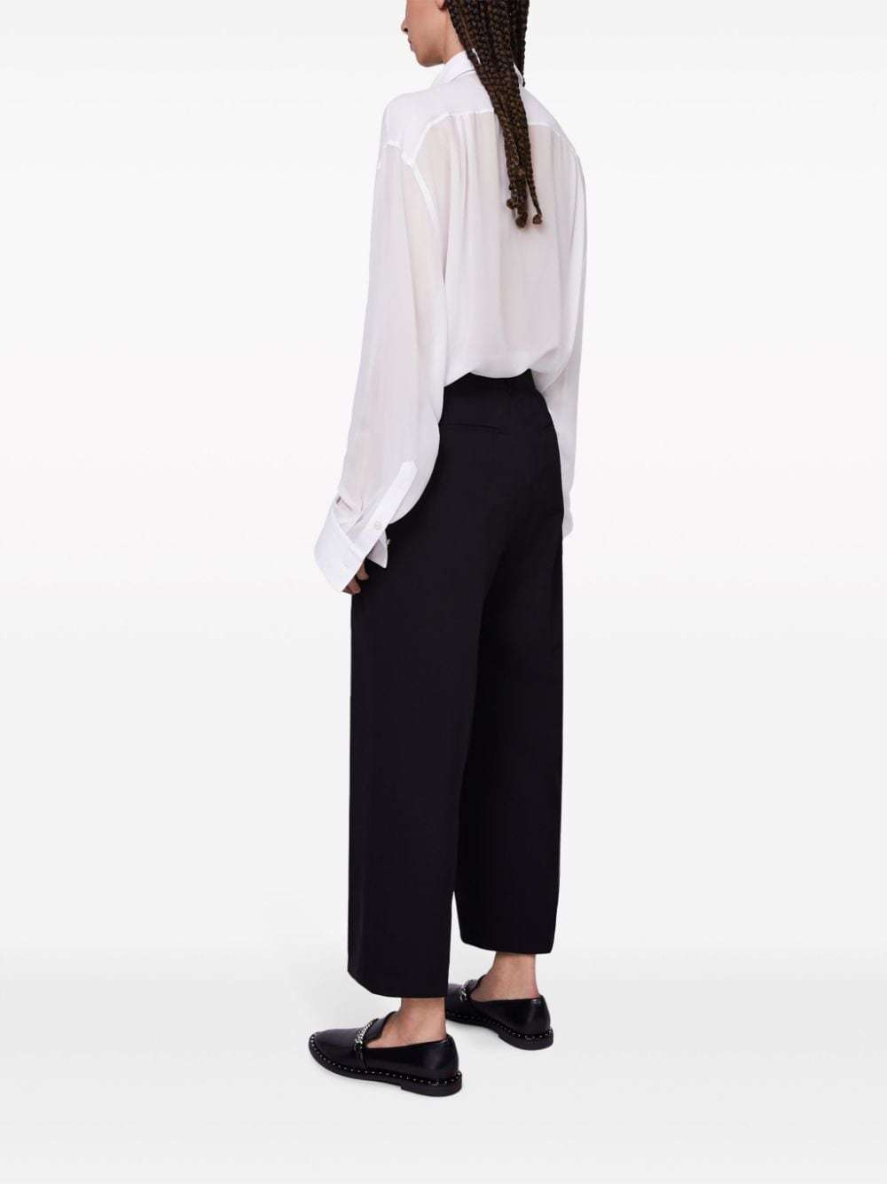 Shop Stella Mccartney Wide-leg Wool Trousers In Black