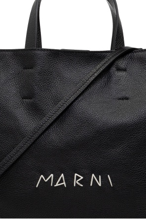 Marni Logo-print Leather Tote Bag In Black