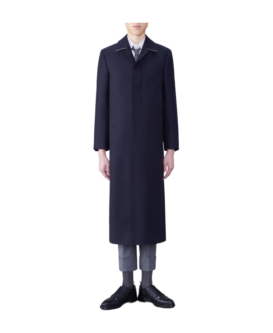 Thom Browne Single-breasted Button-fastening Coat In Black