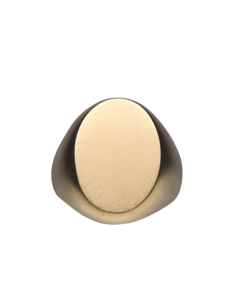 Maison Margiela Logo-engraved Brushed Finish Signet Ring In Yellow