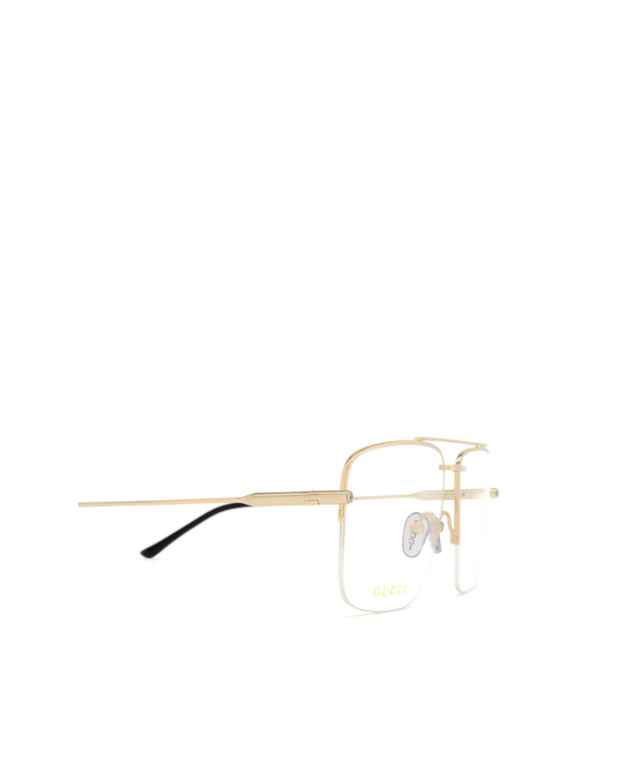 Gucci Logo-engraved Square-frame Glasses In Yellow