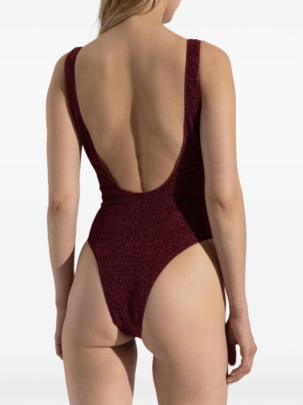Oseree Wide Strap One Piece Swimsuit In Burgundy