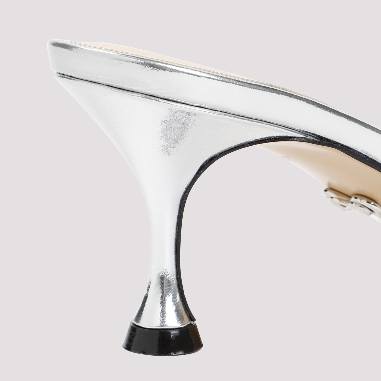 Mach&mach Bow-detail Metallic Mules In White