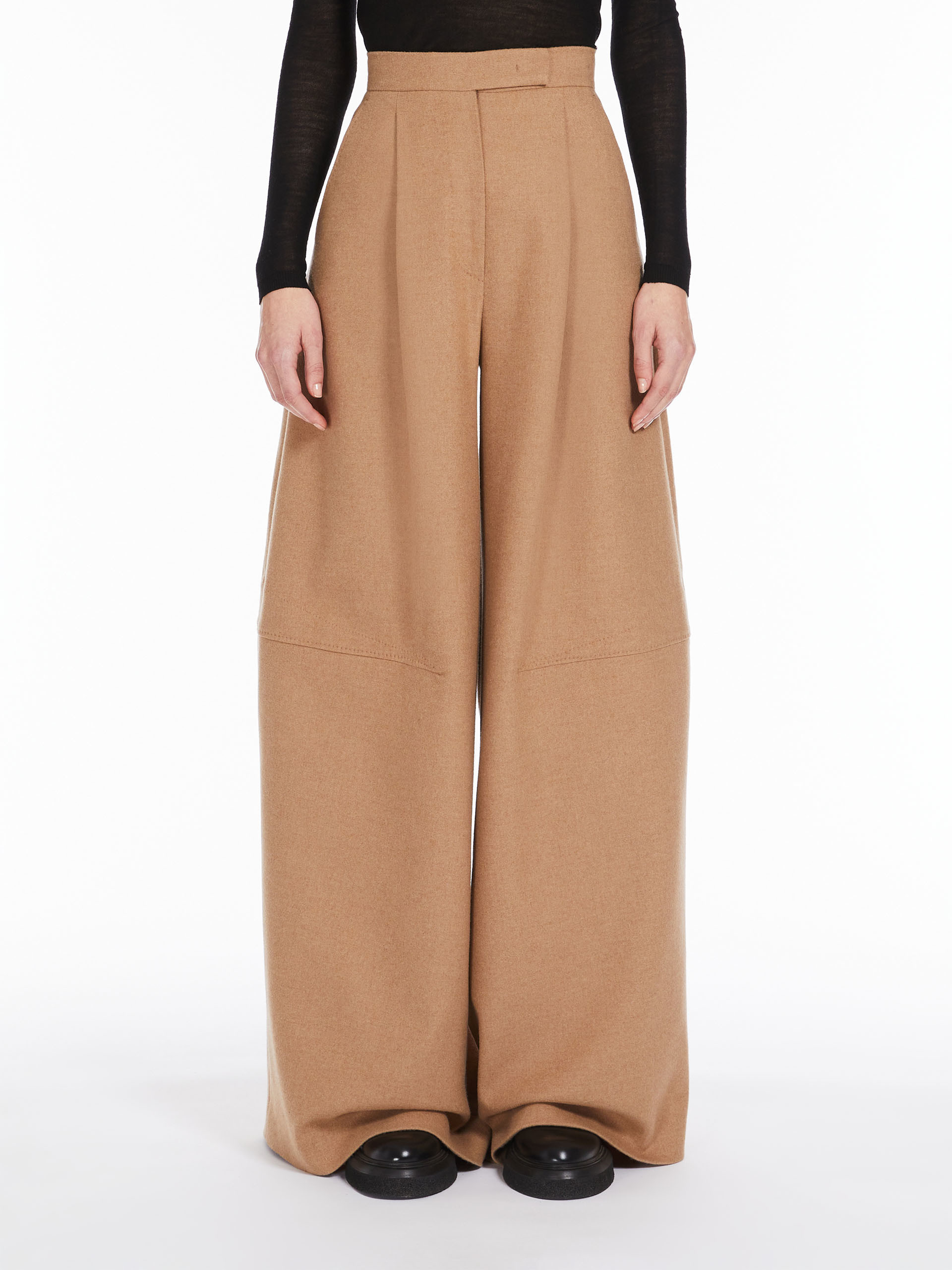 Max Mara Wide Pants "fernet" In Brown