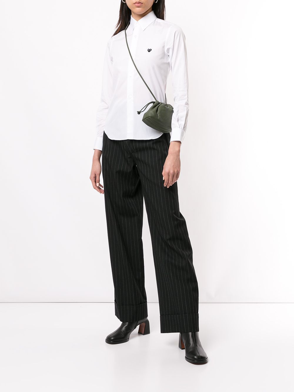 Comme Des Garçons Play Logo Embroidered Plain Shirt In White