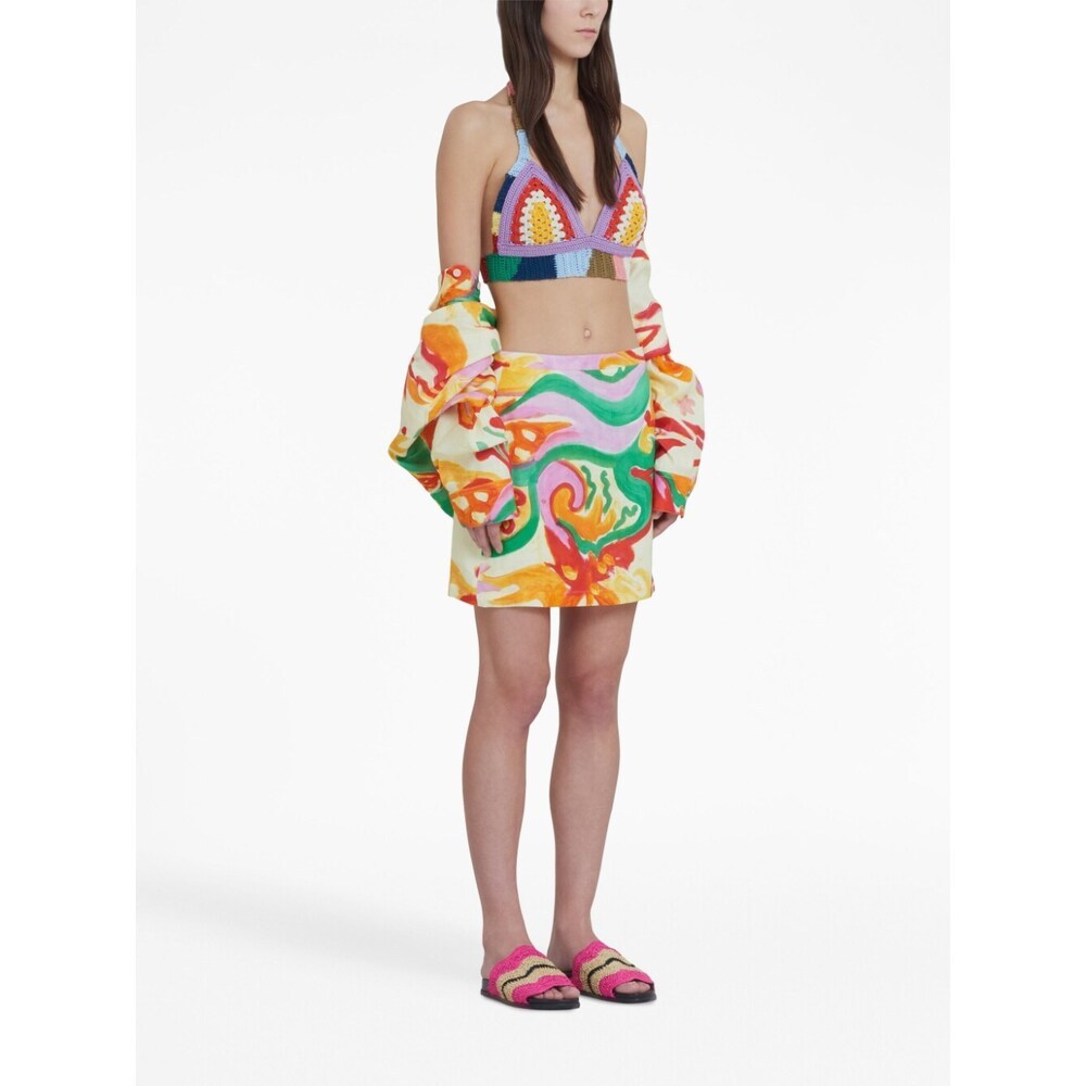 Marni Patch Cotton Bra-top In Multicolor