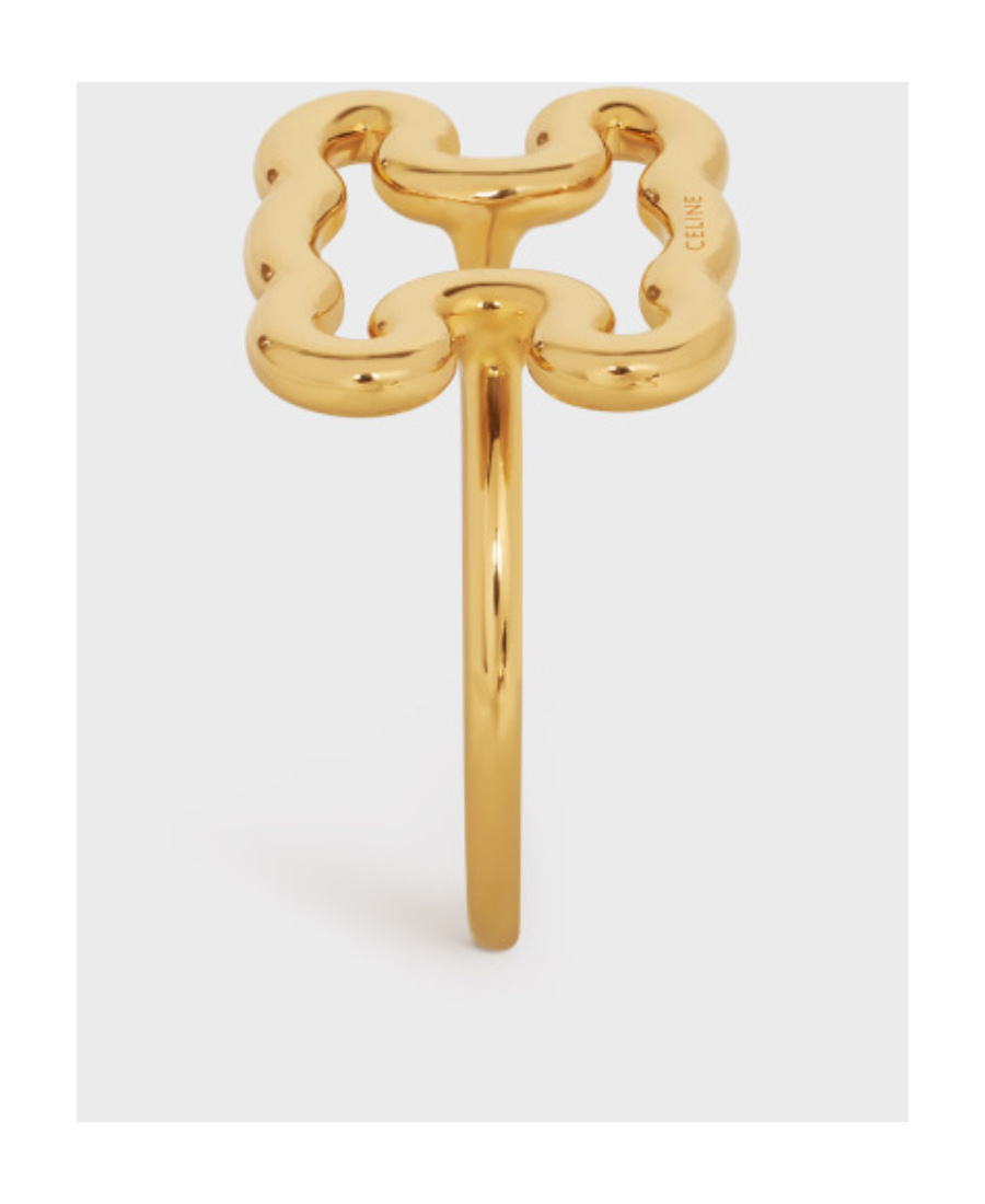 Celine Triomphe Frame Gold Finish Ring In Yellow