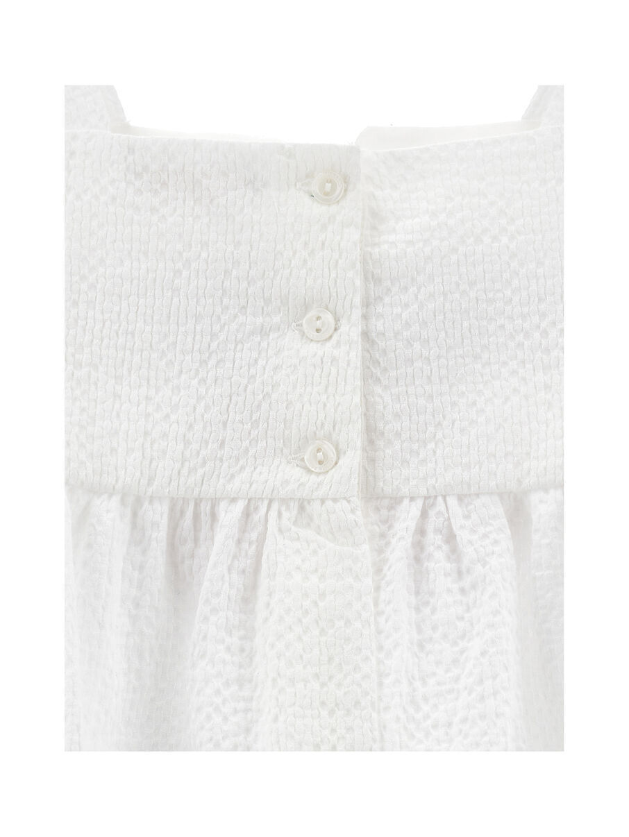Monnalisa Seersucker Top With Maxi Bow In White