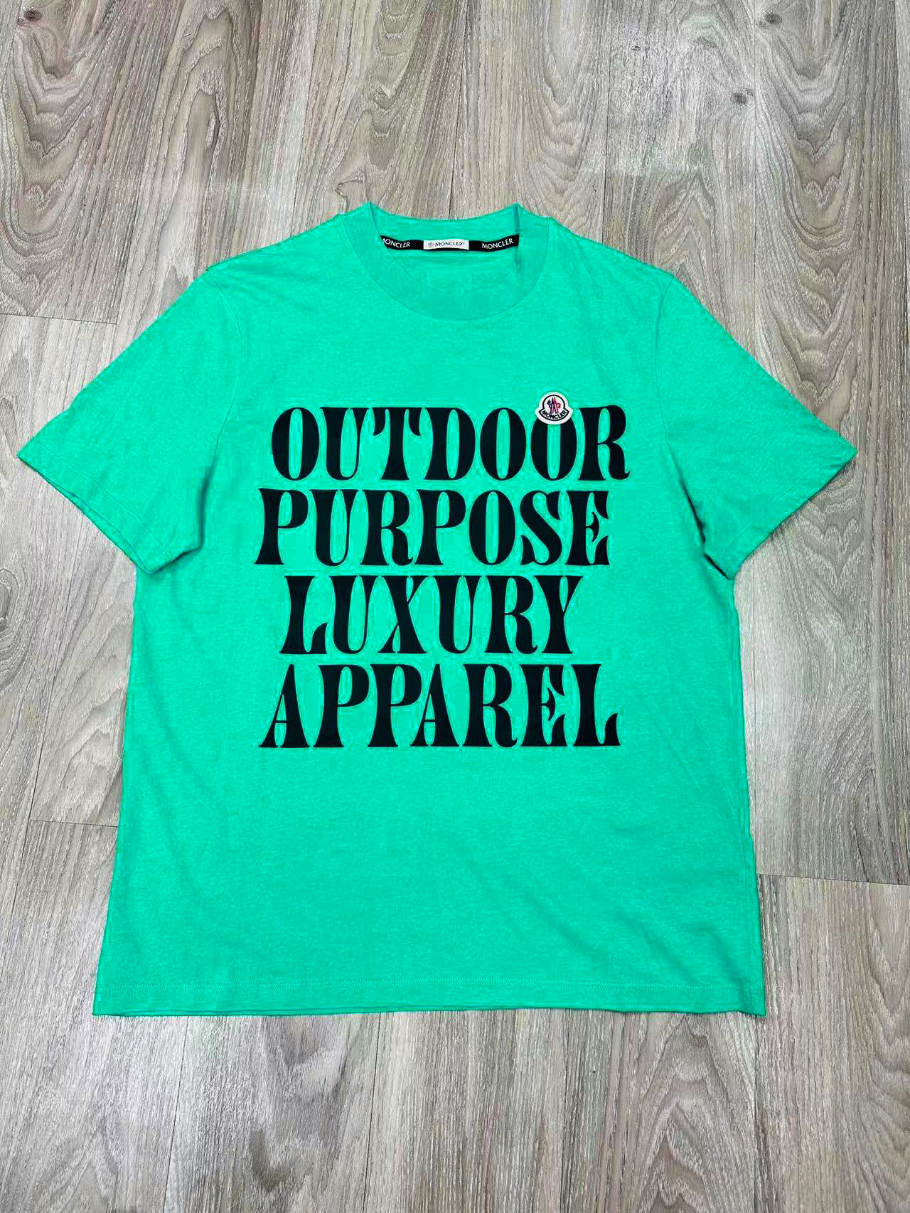 Moncler T-shirt With Round Neck And Short Sleeves In Green