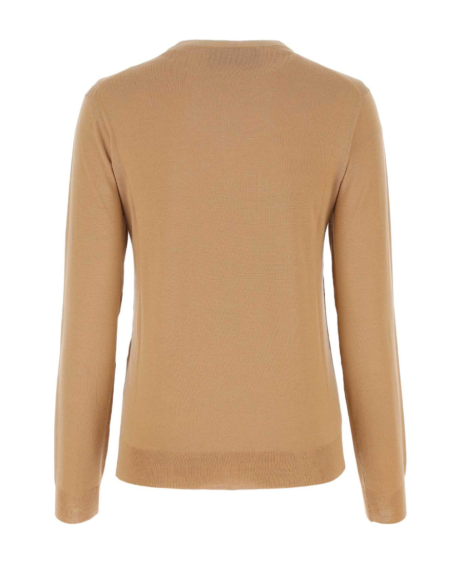 Gucci Logo Embroidered Roundneck Knit Sweater In Brown
