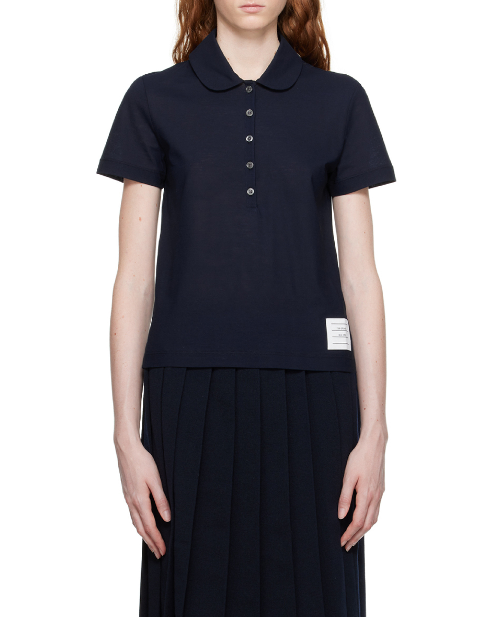 Shop Thom Browne Short-sleeved Polo Shirt In Navy Blue