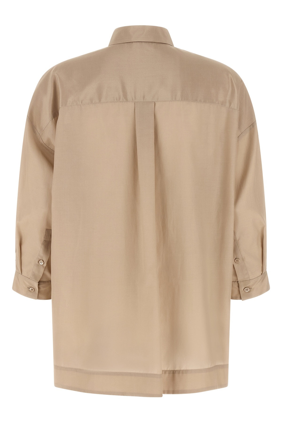 Peserico Asymmetric Hem Shirt Shirt And Blouse Beige In Brown