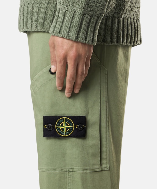 Stone Island Logo-patch Panelled Trousers In Green