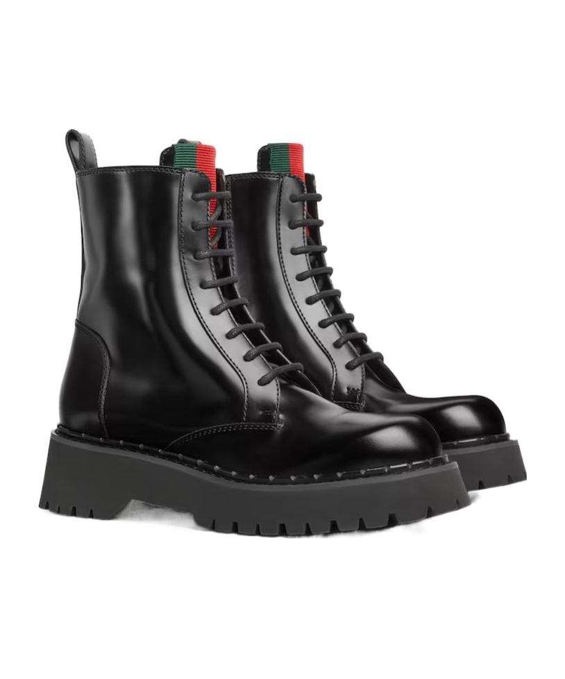 Shop Gucci Women's Ankle Boot With Web In Black