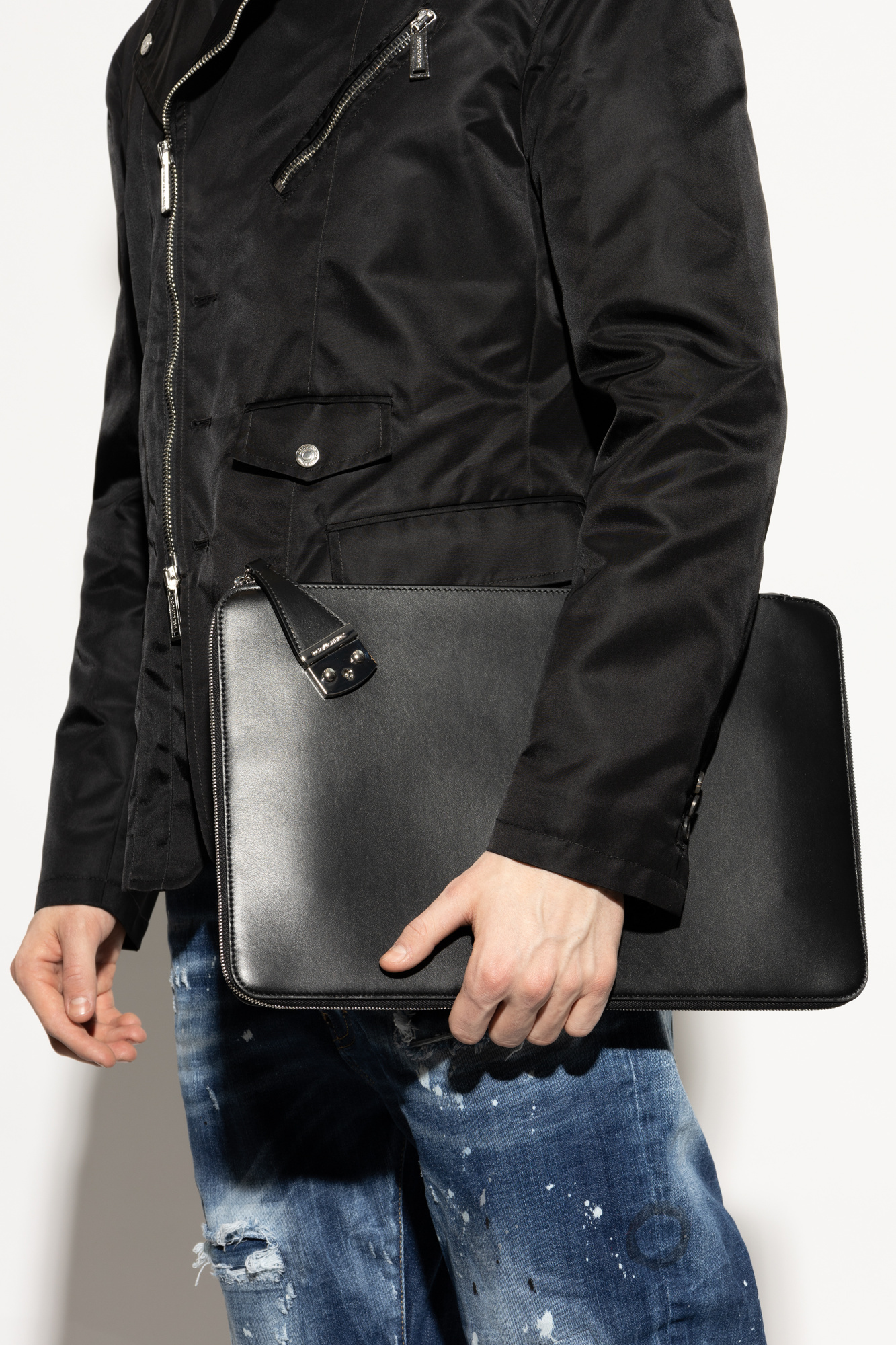 Dsquared2 Leather Briefcase In Black