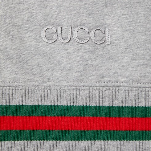 Gucci Grey Sweatshirt With Half Zip Closure And Web Detail On The Waist In Jersey Woman In Gray