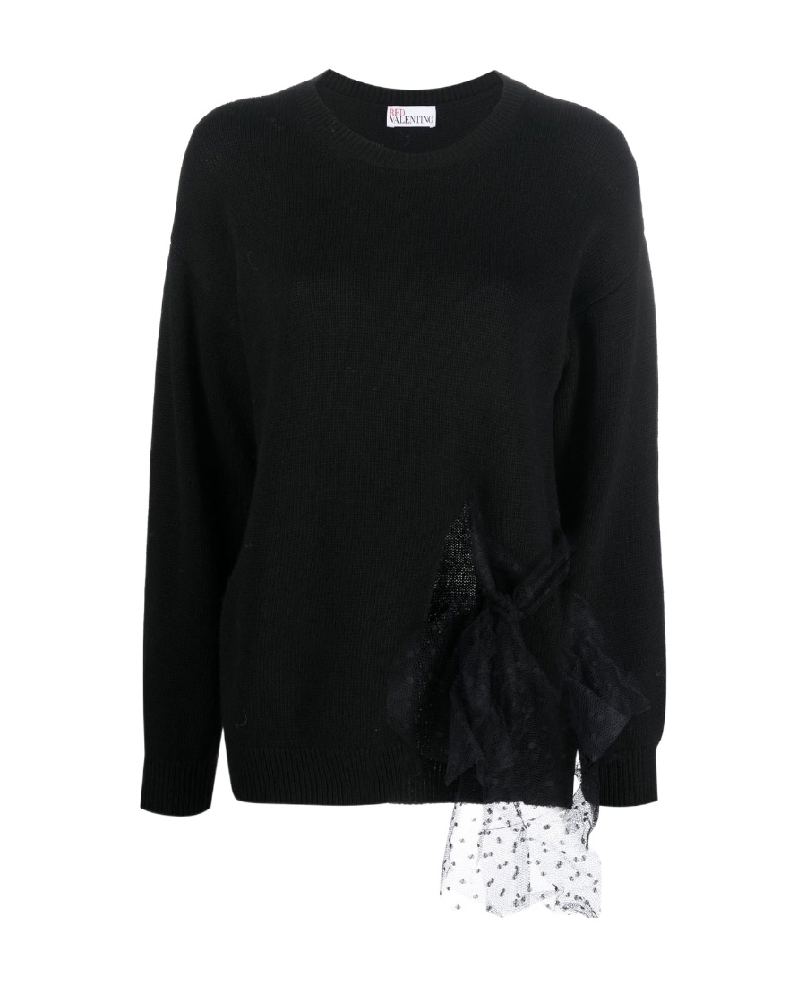 Red Valentino Bow Knot Detail Knitted Pullover In Black