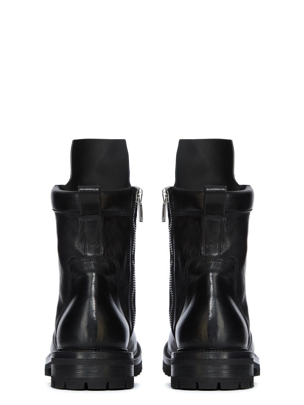 Rick Owens Leather Combat Boots In Black