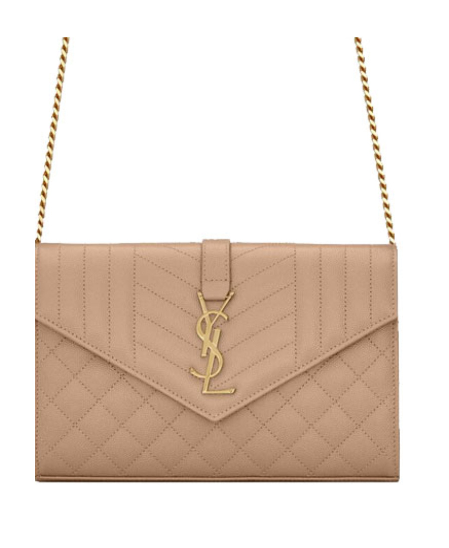 Saint Laurent Monogram Quilted Wallet-on-chain In White