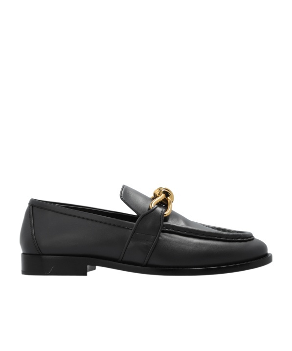 Bottega Veneta Astaire Knot Plaque Leather Loafers In Black