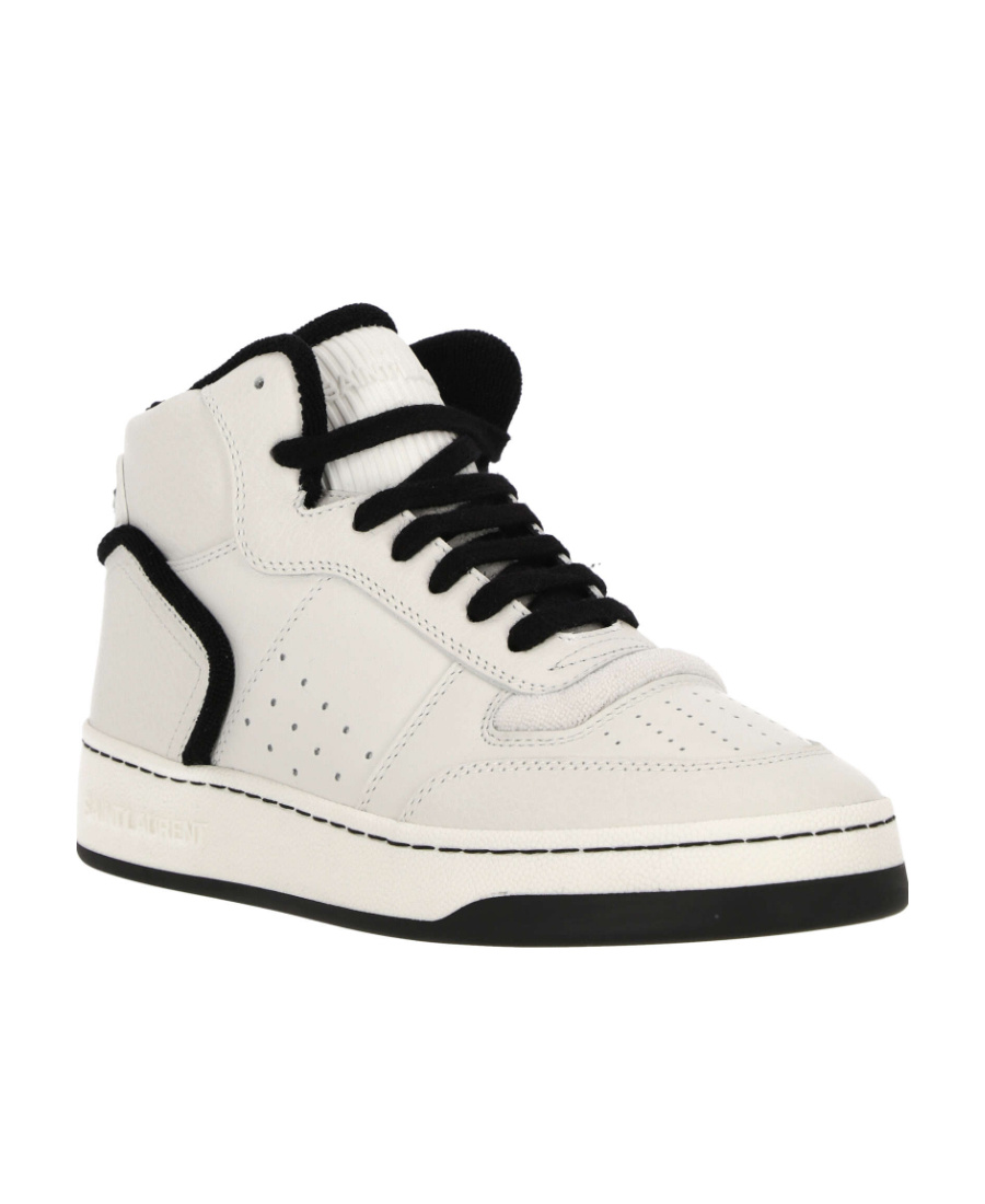 Saint Laurent Sl/80 Mid-top Sneakers In Smooth And Grained Leather In Pink