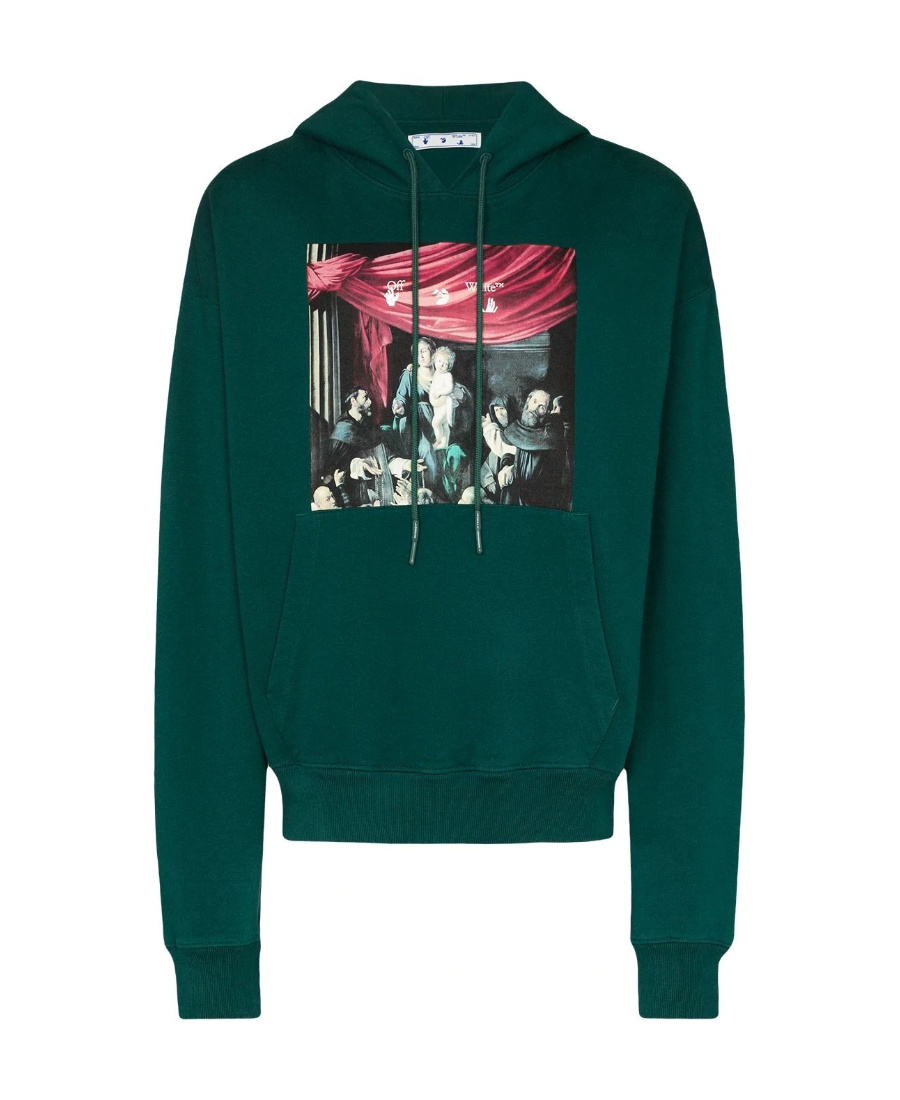 Off-white Fw20 Caravaggio Loose Hooded Pullover Men Green