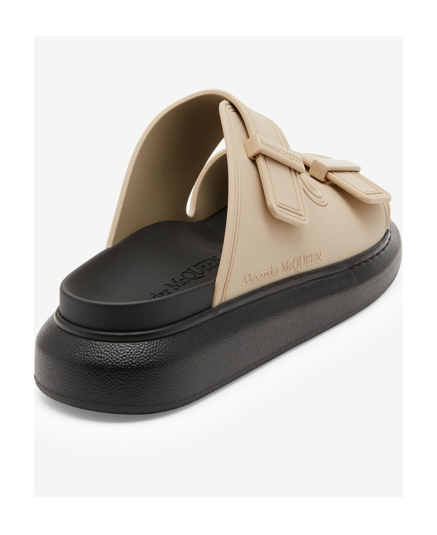 Alexander Mcqueen Hybrid Embossed-logo Slides In Nude