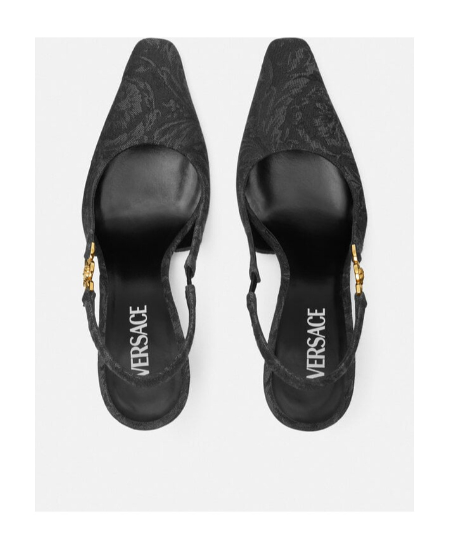 Versace Black Leather High Heel Pumps In Black