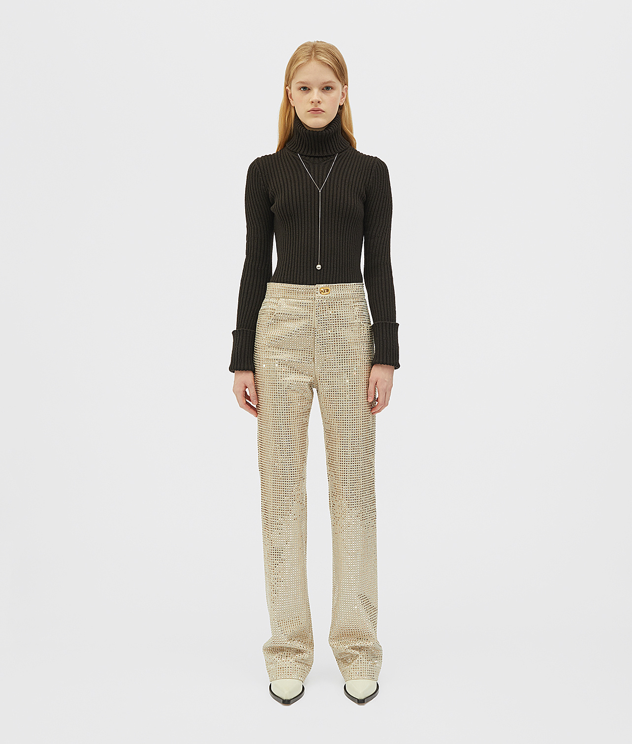 Bottega Veneta Rib Knit Turtleneck Jumper In Brown