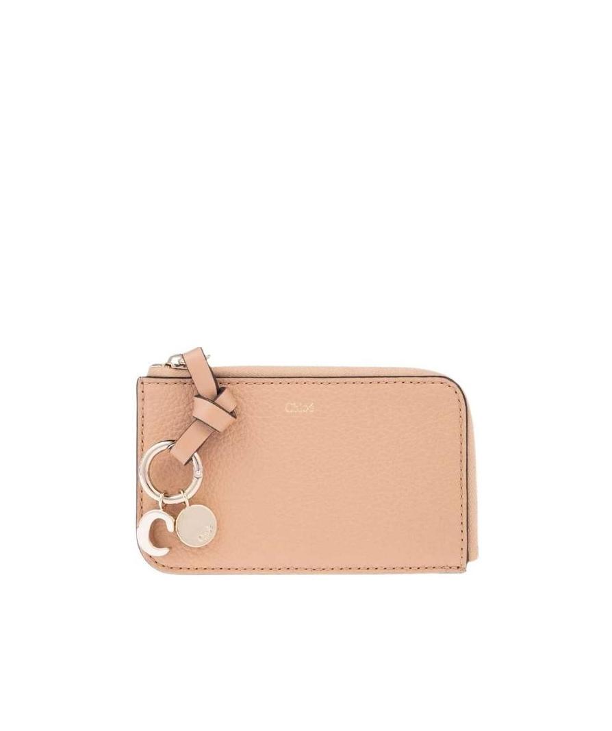 Chloé Logo-charm Leather Cardholder In Nude