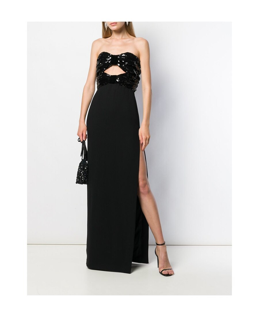 Saint Laurent Sequin-embellished Evening Gown In Black