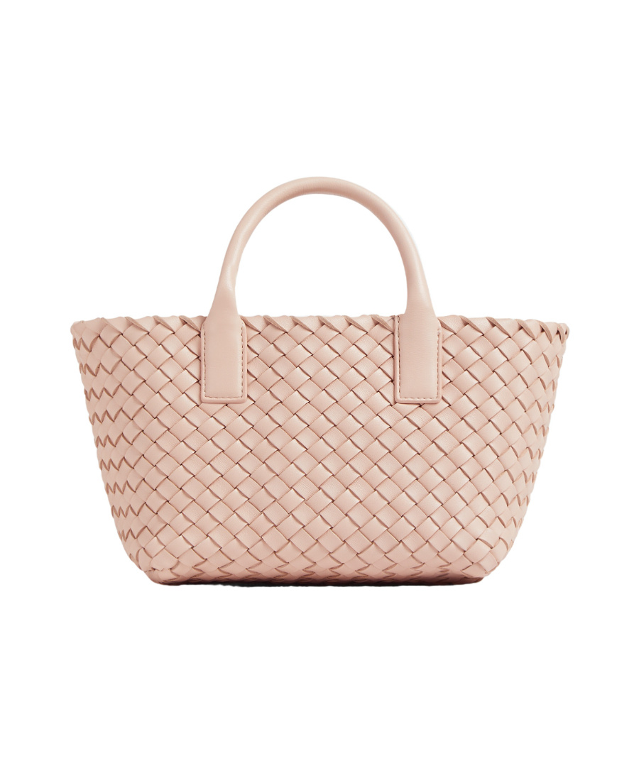 Bottega Veneta Mini Leather Cabat Top-handle Bag In Pink