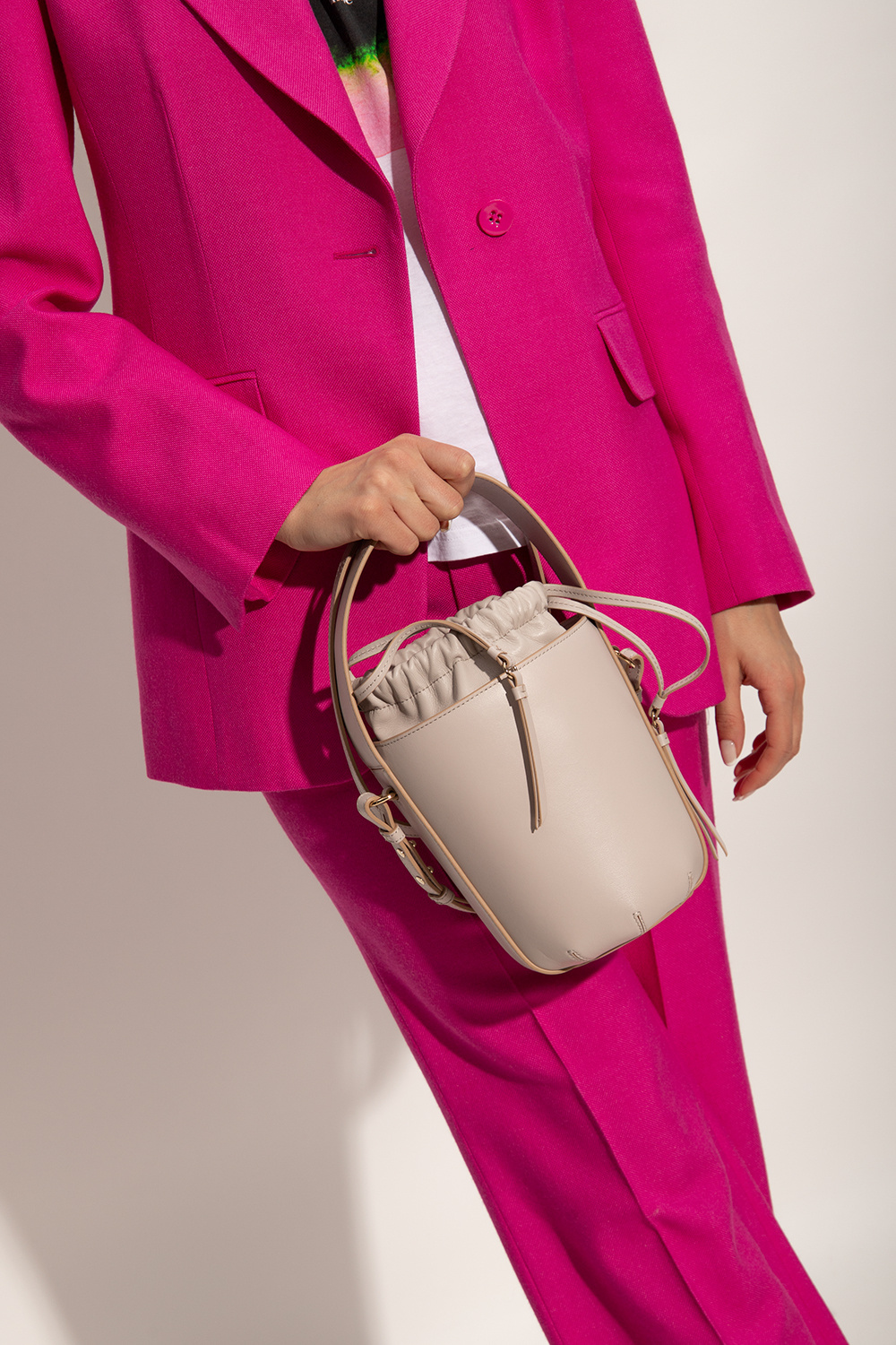 Shop Chloé Sense Leather Bucket Bag In Pink
