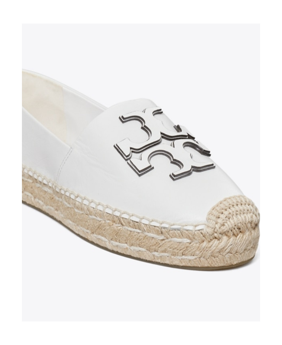 Tory Burch Ines Leather Platform Espadrilles In White