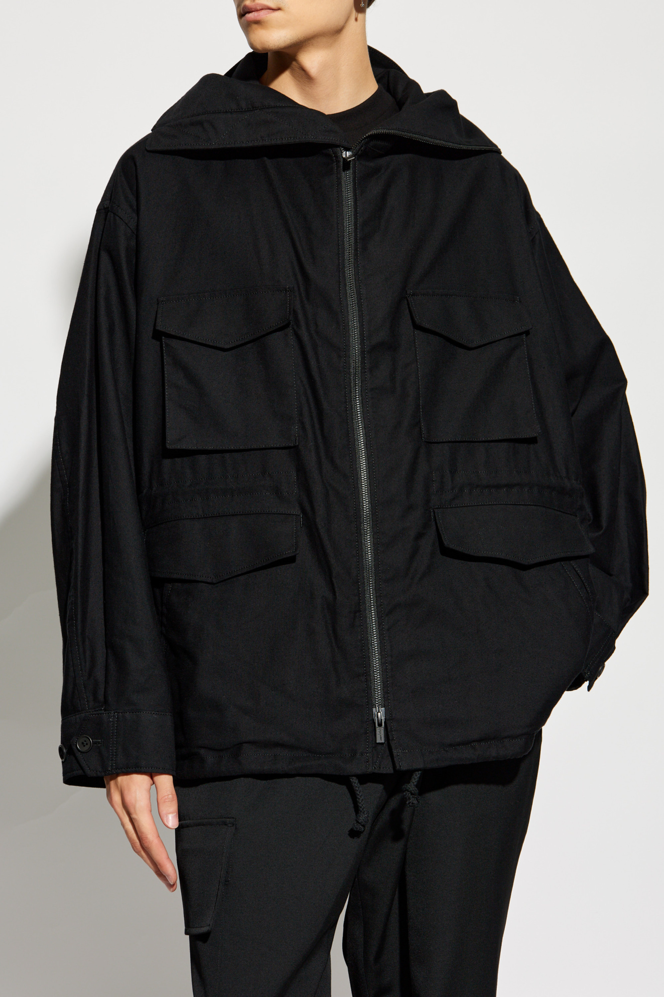 Shop Yohji Yamamoto Long-sleeved Casual Jacket In Black