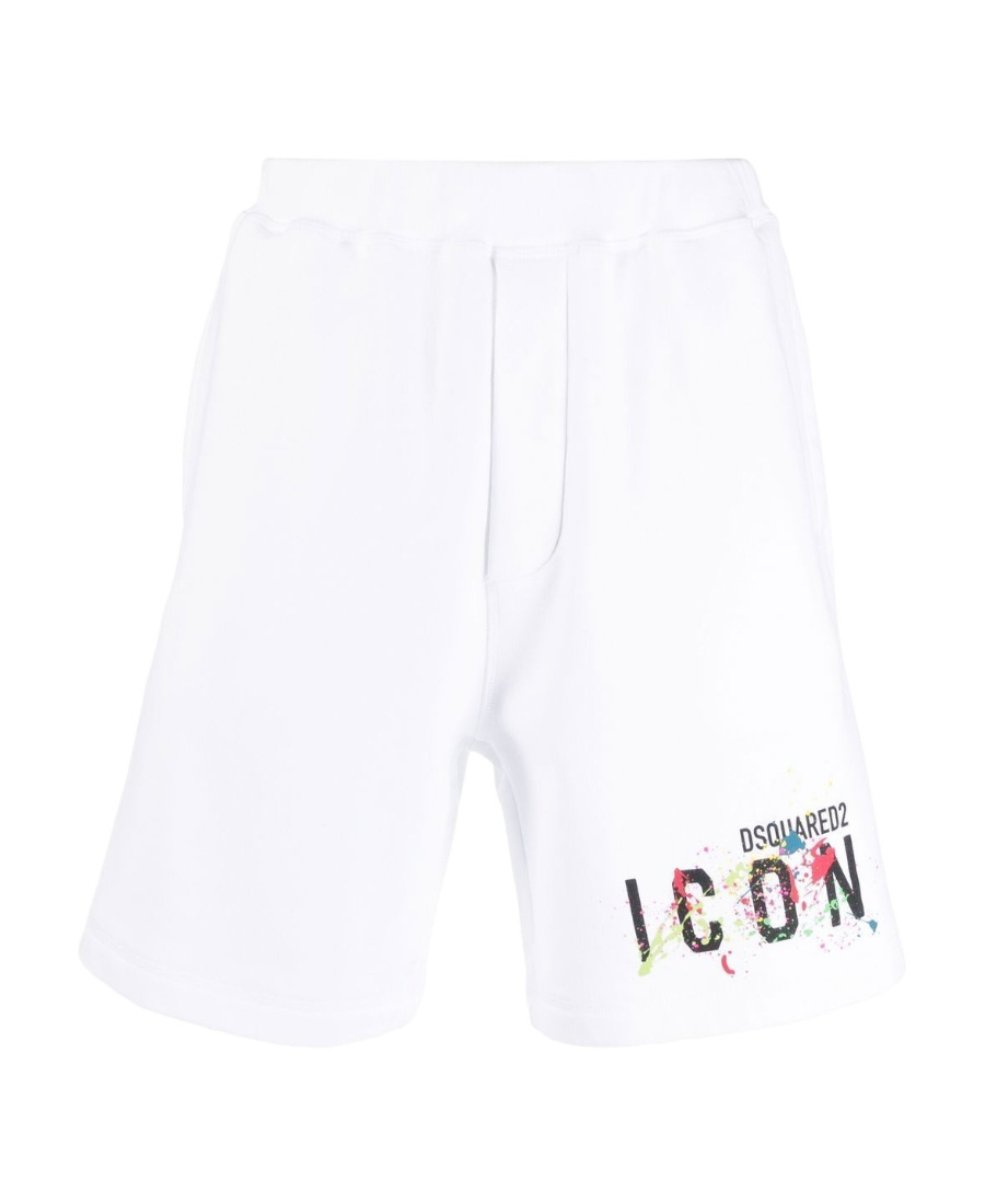 Dsquared2 Icon Cotton Track Shorts In White