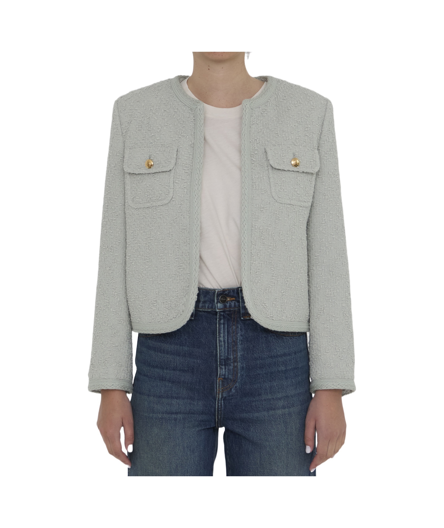 Celine Round-collar Casual Jacket In Gray