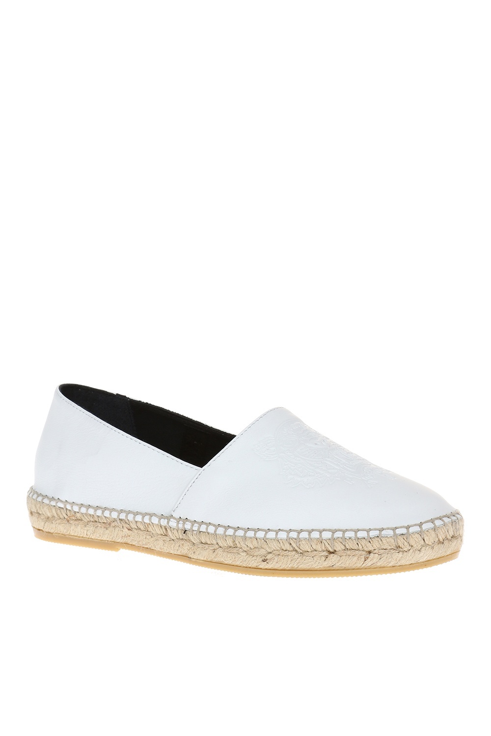 Kenzo Tiger Head Pattern Straw Woven Business Casual Shoes In White