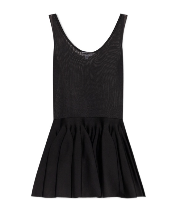 Shop Alaïa Knitted Godet Dress In Black